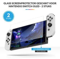 YONO Screenprotector geschikt voor Nintendo Switch OLED - Gehard Glas - Krasbestendig - Anti Vingerafdruk - Accessoires - 2 Stuks — thumbnail 2