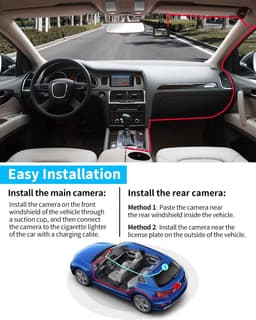 Dual Dashcam - Dashcam Voor en Achter - Auto Camera Dashcam - Dashcam Auto - Dual Dashcam voor Auto — thumbnail 2