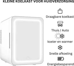 Skincare Fridge 4L - Organizer met Hollywood Spiegel met Verlichting - Make up Koelkast - Beauty Fridge - Wit — thumbnail 4