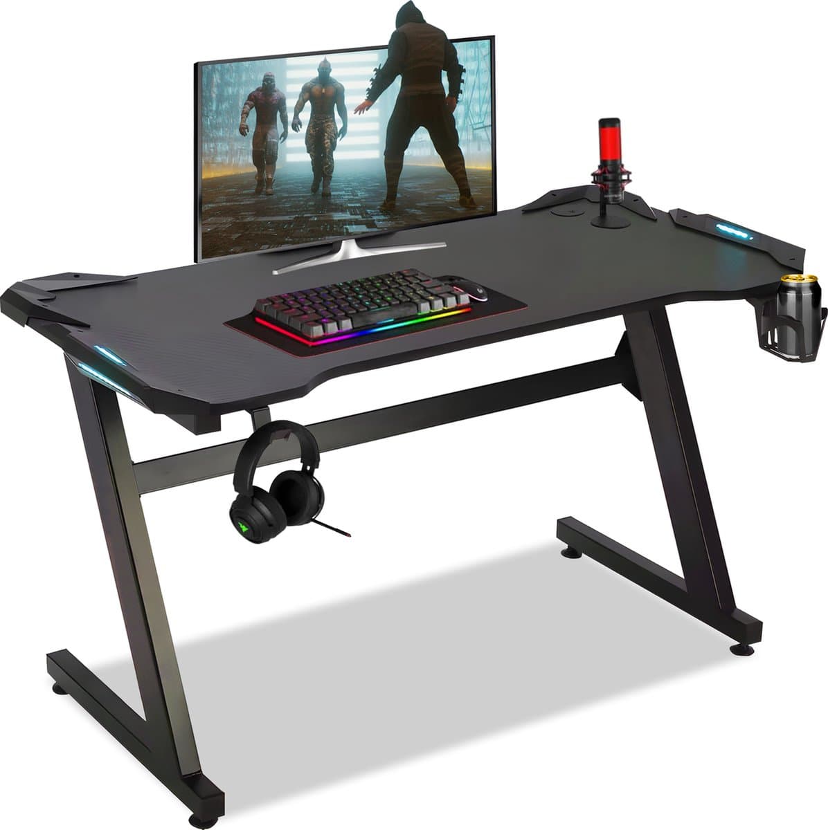 Bayt Game Bureau - Gaming Bureau - Gaming desk - Game Bureau met LED - Computer Tafel - 120 x 60 x 75 cm - Zwart — afbeelding 1