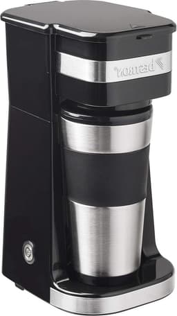 Koffiezetapparaat met thermosbeker voor gemalen filterkoffie - ideaal voor camping - 2 grote koppen - 750 Watt - rvs - zilver/zwart — thumbnail 1