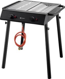HENDI Krachtige gasgrill – 2 branders – compact en draagbaar – zwart – 9,5kW — thumbnail 4