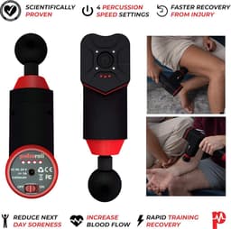Massage gun - Pro Atleet Grade Percussie Handheld Diepe Weefselspier - Volledige Grootte - 4 Snelheden - 4 Koppen & Draagtas - Zwart massage gun — thumbnail 5
