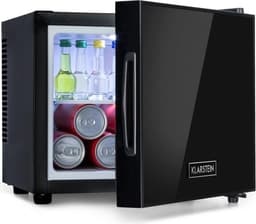 Klarstein Mini-Koelkast Happy Hour Vrijstaande - 9 Liter - Losse Glazen Bodemplaat - 33dB - Koele Frisheid - Voor Gastkamers Of Slaapkamers - Glansrijk - Thermo-elektrisch Koelsysteem - Spiegelglasdeur - praktisch - Elegant - Zwart — thumbnail 1