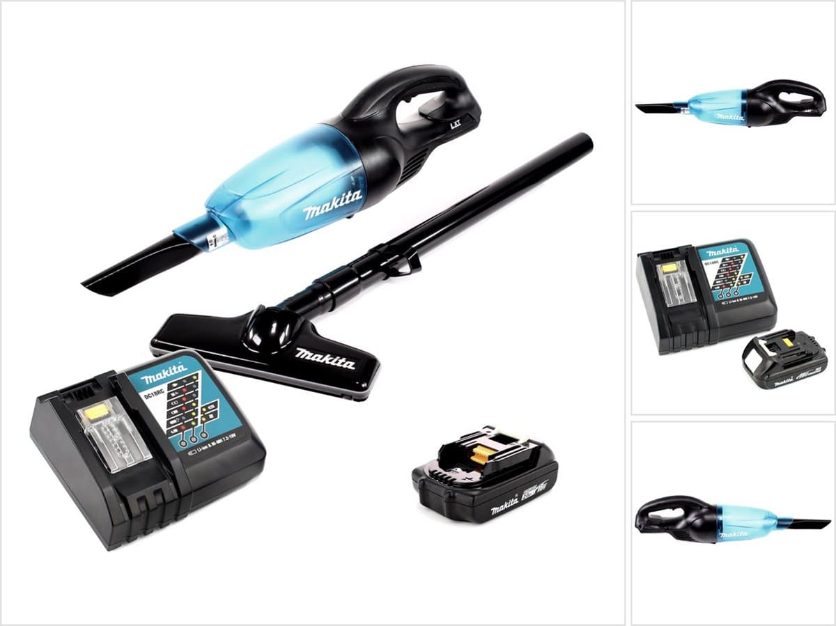 Makita DCL 180 RA1 B accu stofzuiger 18 V zwart + 1x oplaadbare accu 2.0 Ah + lader — afbeelding 1