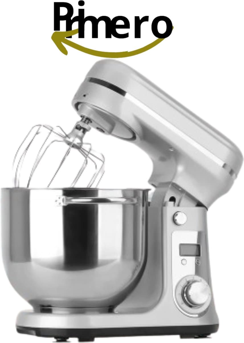 Primero - Keukenmachine - keukenmixer - foodprocessor - mixer - blender - keukenmachines - mixer met mengkom - mixers - 6L kom - Zilver — afbeelding 1