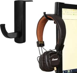 Koptelefoon Houder | Headset Houder | Standaard | Monitor Houder | Zelfklevend | ZWART — thumbnail 1