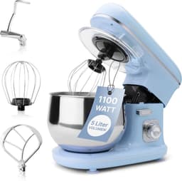 Krachtige Keukenmixer Met Mengkom - Deegmachine - Keuken Robot - Transparante Spatdeksel - Handmixer - 1100 Watt - Snelheid Regelbaar Met Draaiknop — thumbnail 1
