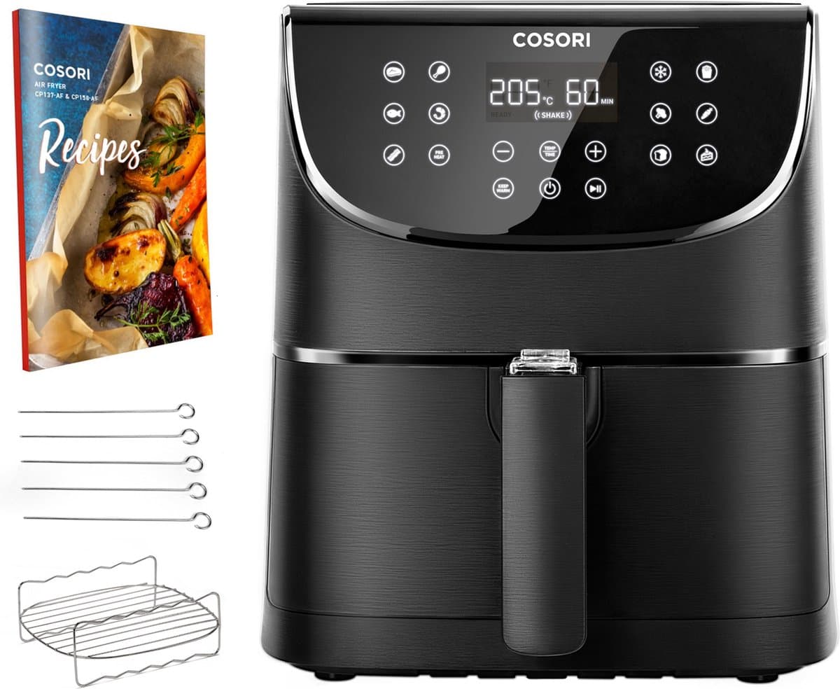 Cosori – Airfryer XL – 5.5L – 11 Programma’s – Inclusief Spiezenrek — afbeelding 1