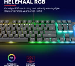 Trust GXT 866 Torix - Gaming Toetsenbord - Mechanisch met Lineaire Huano Switches - Full-size - RGB - Bedraad - QWERTY US - Zwart — thumbnail 2