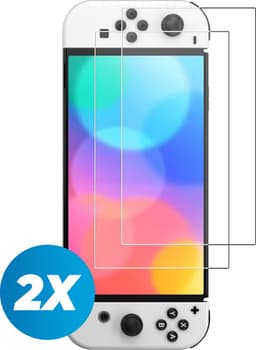 Screenprotector geschikt voor Nintendo Switch OLED - Tempered Glass - 2 stuks - Transparant — thumbnail 1