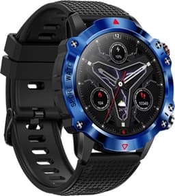 WizBay Premium Select® 1.39inch Sport Smartwatch Dames Heren TFT - Android en iOS - Bellen - Magnetic Laden - Slaap Hart Monitor - O2 Bloeddrukmeter - Sport Modi - Message - Smartwatches - Allu Mat Zwarte Case Blauwe Allu Rim - Zwarte TPU Band — thumbnail 2