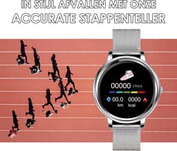 Darenci Smartwatch Classy Pro - Smartwatch dames - Smartwatch heren - Activity Tracker - Touchscreen - Stalen band - Dames - Heren - Horloge - Stappenteller - Bloeddrukmeter - Verbrande calorieën - Zuurstofmeter - Zilver - Spatwaterdicht — thumbnail 5