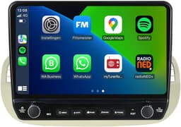 Carplay autoradio voor Fiat 500 Beige | Elegant design | 2007 t/m 2015 | Android 13 | Draadloos Apple Carplay & Android auto | 2GB + 32GB | 8-Core processor | Davilon | 2025 model | 2007 2008 2009 2010 2011 2012 2013 2014 2015 | Bluetooth & Wifi — thumbnail 1