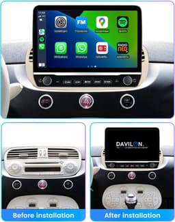 Carplay autoradio voor Fiat 500 Beige | Elegant design | 2007 t/m 2015 | Android 13 | Draadloos Apple Carplay & Android auto | 2GB + 32GB | 8-Core processor | Davilon | 2025 model | 2007 2008 2009 2010 2011 2012 2013 2014 2015 | Bluetooth & Wifi — thumbnail 3