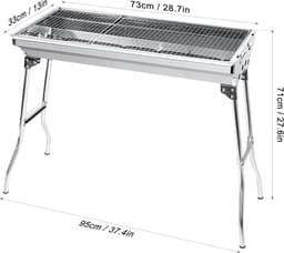 Houtskoolbarbecue, campinggrill, houtskool, opvouwbare grill, draagbare grill, voor camping, tuin, picknick, feest, 73 x 33 x 71 cm, voor 5-10 personen — thumbnail 4
