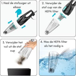 Steelstofzuiger Met Snoer - Handstofzuiger Met Steel - Kruimeldief Best Verkocht - Kruimeldief - Zwart — thumbnail 5