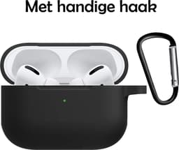 Hoesje Geschikt voor Apple AirPods Pro 2 - Siliconen Hoes met Clip - Silicone Case Cover - Zwart — thumbnail 2