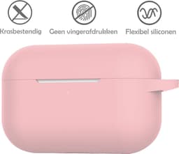 Hoesje Geschikt voor Apple AirPods Pro 2 - Siliconen Hoes met Clip - Silicone Case Cover - Lichtroze — thumbnail 4