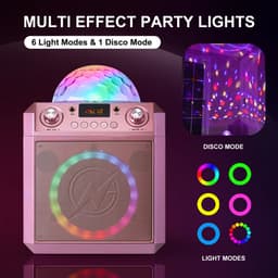 N-GEAR Block Party 602 XL - Karaoke set met 2 Microfoons - Bluetooth speaker draadloos - Partybox met Verlichting - Space Pink — thumbnail 4