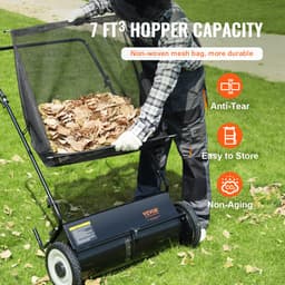 VEVOR Handgrasmaaier 66cm Veegbreedte Grasmaaier Handmatig 198L Capaciteit van de Opvangmand Kooimaaier 142x81x75cm Handkooimaaier Verstelbaar voor het Opvegen van Bladeren, Gemaaid Gras, Kleine Takken — thumbnail 3
