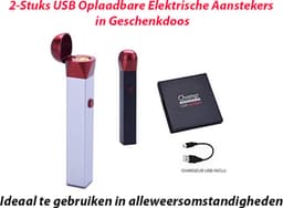 2-Stuks USB Oplaadbare Elektrische Aansteker in Geschenkdoos — thumbnail 4
