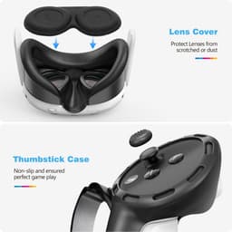 YONO Accessoires Set geschikt voor Meta Quest 3 - Grip Case Controller - Siliconen Cover Face en VR Bril - Oculus - 9in1 - Zwart — thumbnail 2