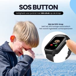 Protectly® GPS Horloge Kind Met Simkaart - SOS-Knop - Smartwatch Kinderen - Smartwatch Kind - GPS Tracker Kind - 4G - Videobellen - HD Camera - Whatsapp en SMS - Elke polsmaat - Incl. Simkaart — thumbnail 3