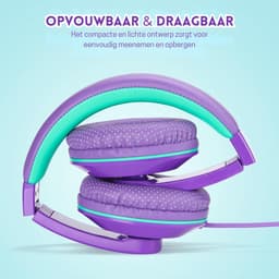 StayPowered Kinderkoptelefoon - Perfect Geluid & Ultiem Comfort - Verstelbaar - HD Microfoon - Kraakhelder Stereo - Zachte Oorkussens - Duurzame Kabel - 3.5mm Jack - Paars/Groen - Levering Sneller dan Aangegeven! — thumbnail 4