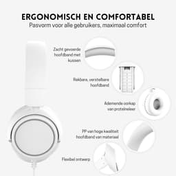 StayPowered Koptelefoon - Veilig & Comfortabel voor Kinderen - 85dB Geluidslimiet - Zacht Memory-Schuim - Ergonomisch Ontwerp - Opvouwbaar & Duurzaam - Verstrengelvrij Kabel - Universele Compatibiliteit - Wit - Levering Sneller dan Aangegeven! — thumbnail 3
