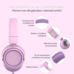 StayPowered Koptelefoon - Veilig & Comfortabel voor Kinderen - 85dB Geluidslimiet - Zacht Memory-Schuim - Ergonomisch Ontwerp - Opvouwbaar & Duurzaam - Verstrengelvrij Kabel - Universele Compatibiliteit - Roze - Levering Sneller dan Aangegeven! — thumbnail 5