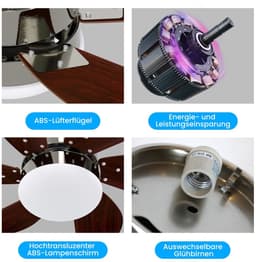 NETTLIFE Plafondventilator Met Verlichting - E27 - chroom - 6 Bladen Ventilator - met Afstandsbediening - 75cm - Timing Plafondlamp - Voor Woonkamer | Slaapkamer | Keuken | Eetkamer-excl. lichtbron — thumbnail 3