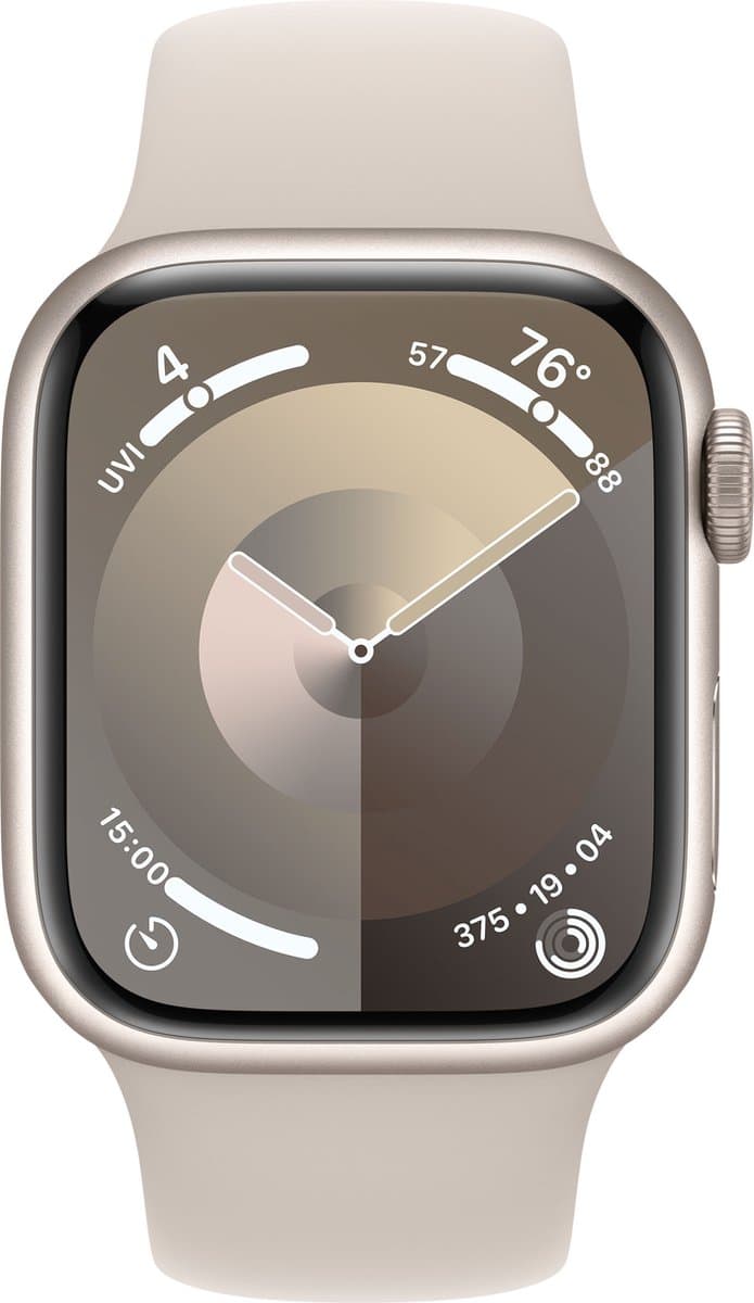 Apple Watch Series 9 - GPS + Cellular - 41mm - Starlight Aluminium Case with Starlight Sport Band - S/M — afbeelding 1