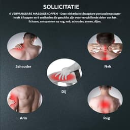 Massage Gun - Massage Apparaat - Sport & Relax - 6 Snelheden - 3200bpm - 6 Opzetkoppen - Incl Koffer - Zwart — thumbnail 1
