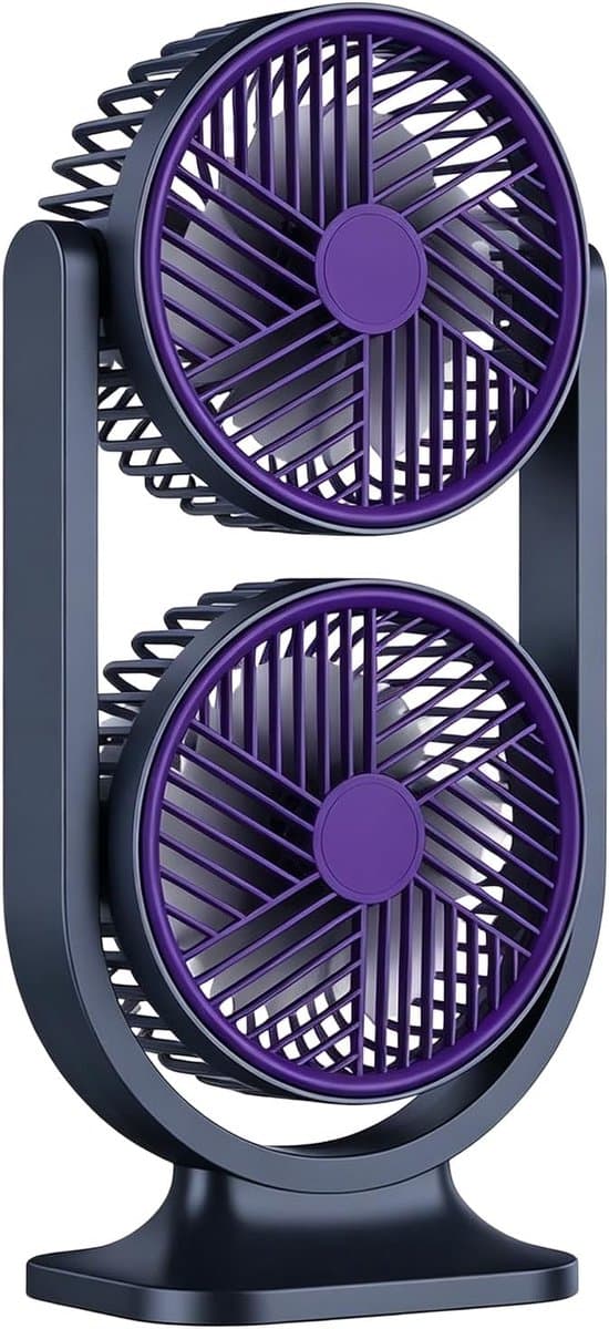 Dubbele Bureau Ventilator - USB Tafelventilator met Twee Koppen - Compact en Stil - voor Warme Dagen - Geschikt voor Kantoor, Slaapkamer, Auto en Reizen - zwart — afbeelding 1