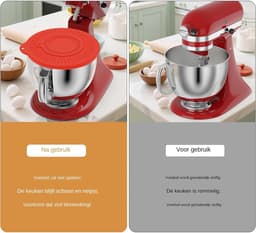 Spatbescherming Mixer - Keukenmachine Deksel - Morsvrij Mixen - 4-in-1 Lekvrij Ontwerp - 4.2-4.7 Liter - Rood — thumbnail 5