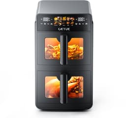OKYUK Airfryer / Heteluchtfriteuse - Dubbele Compartimenten 5L+5L (10L Totaal) - Met Kijkvenster - 2600W - 80-200°C — thumbnail 1