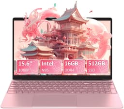 Auusda T152A - 15.6 inch roze laptop - N95 processor, 16GB RAM, 512GB NVMe SSD - Full HD scherm - Backlit toetsenbord - Vingerafdruksensor - WIFI5 — thumbnail 1
