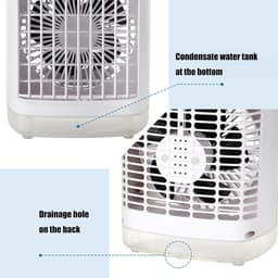Mobiele Airco - Luchtkoeler met 700ML Watertank - USB Oplaadbare Mini Aircooler - Vernevelende Koelventilator - 4 Snelheden - 4 niveautimer - Draagbare Tafelventilator voor Thuis, Kantoor & Camping - Wit - 23.8x16x14 cm — thumbnail 2
