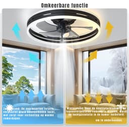 TIM® Plafonniere Met Ventilator - Plafondventilator - Plafondventilator Met Verlichting - Zwart - 45cm x 45cm x 20cm — thumbnail 2