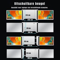 TIM® Professionele Portable Monitor Pro 2024 - Full HD - 13” / 16,5” Tri-Screen - Laptop Scherm Uitbreider - Inclusief Beschermhoes en Kabels - Krachtig - Zilver - 4cm x 34cm x 23cm — thumbnail 2