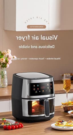 Heteluchtfriteuse - Airfryer Frituurpan - Gezond Koken - Groot Zichtvenster - 7 Liter - Zwart — thumbnail 1