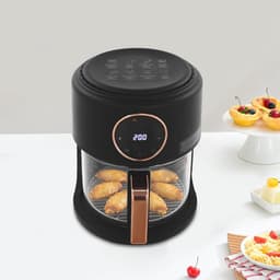 Glazen Airfryer - Heteluchtfriteuse Kom - Gezond Koken - Zichtbaar Kookproces - 4.2 Liter - Zwart — thumbnail 3