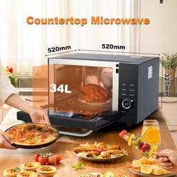 Combinatiemagnetron - Magnetron met grill - Snel maaltijden bereiden - Airfry functie - 34 liter - Roestvrij staal — thumbnail 2