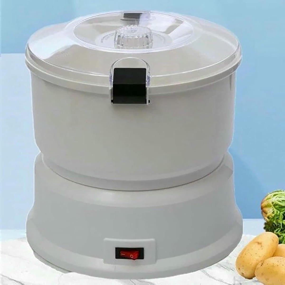 Elektrische Aardappelschilmachine - Groenteschiller Automatisch - Snel Schillen - Met Afvalcontainer - 1 kg Capaciteit - Wit — afbeelding 1
