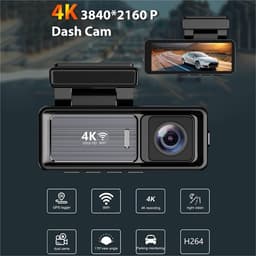 Auto Dashcam - 4K Cam DVR - Veilige Ritten - Dubbele Lens Opname - 4 inch Scherm - Zwart — thumbnail 5