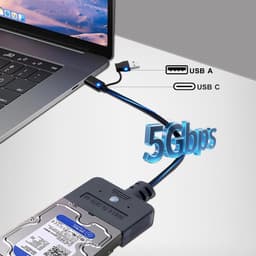 SATA naar USB adapter - Externe converter - Opslag uitbreiden - 2-in-1 USB A/C - 25 inch - Zwart — thumbnail 3