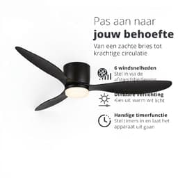 Freelight Plafondventilator Brezza Zwart incl. Led 132cm — thumbnail 5