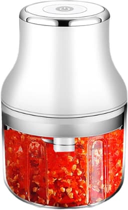 Elektrische Voedselhakker - Keukenmachine Hakker - Snel Ingrediënten Snijden - Oplaadbaar Draadloos - 250 ml Capaciteit - Wit — thumbnail 1