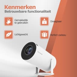 Neotex® Mini Beamer met Android 11 – 4K Ondersteuning – Draagbare HD Projector met WiFi 6 – 130 Inch Projectie – Ingebouwde Speakers – Mini Projector voor Thuisbioscoop, Films & Gaming – Wit — thumbnail 2